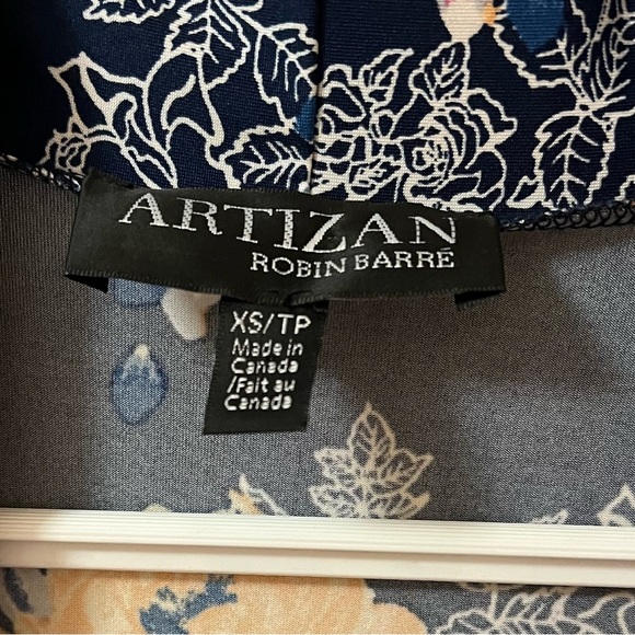 🔵 Atrizan Robin Barre Navy Pink Floral Open Cardigan size XS 🇨🇦 Long Sleeve - Picture 2 of 7